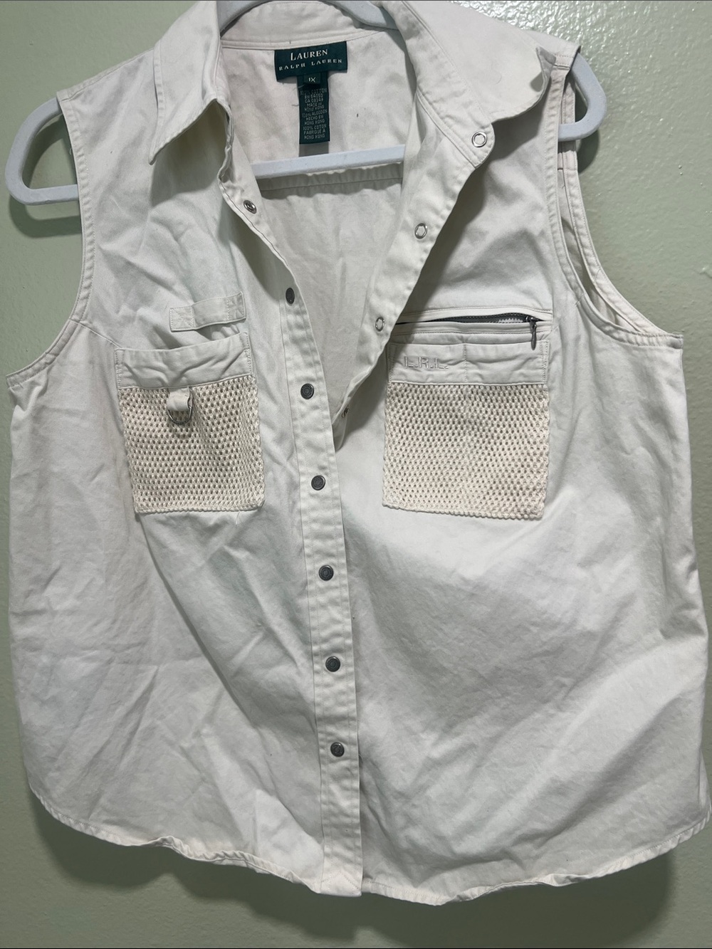 Lauren Ralph Lauren Cream Sleeveless Utility Shirt